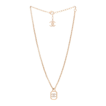 Chanel Crystal CC Square Pendant Necklace Gold 3 of 6