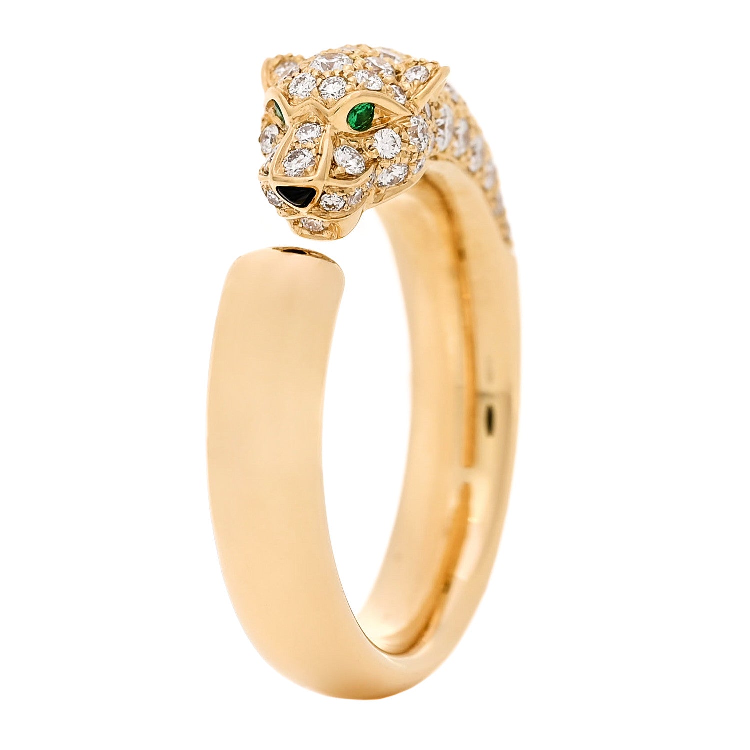Cartier 18K Yellow Gold Diamond Emerald Onyx Panthere De Cartier Ring 54 6.75 1 of 6
