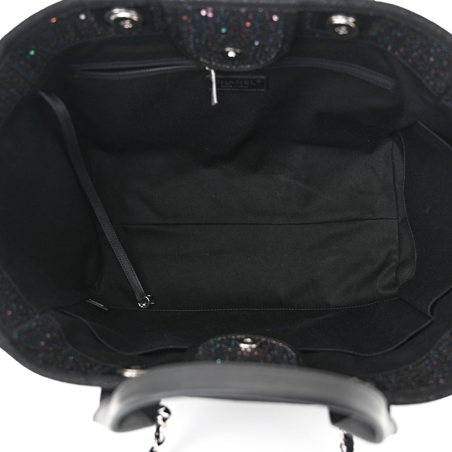 Viscose Sequins Medium Deauville Tote Black