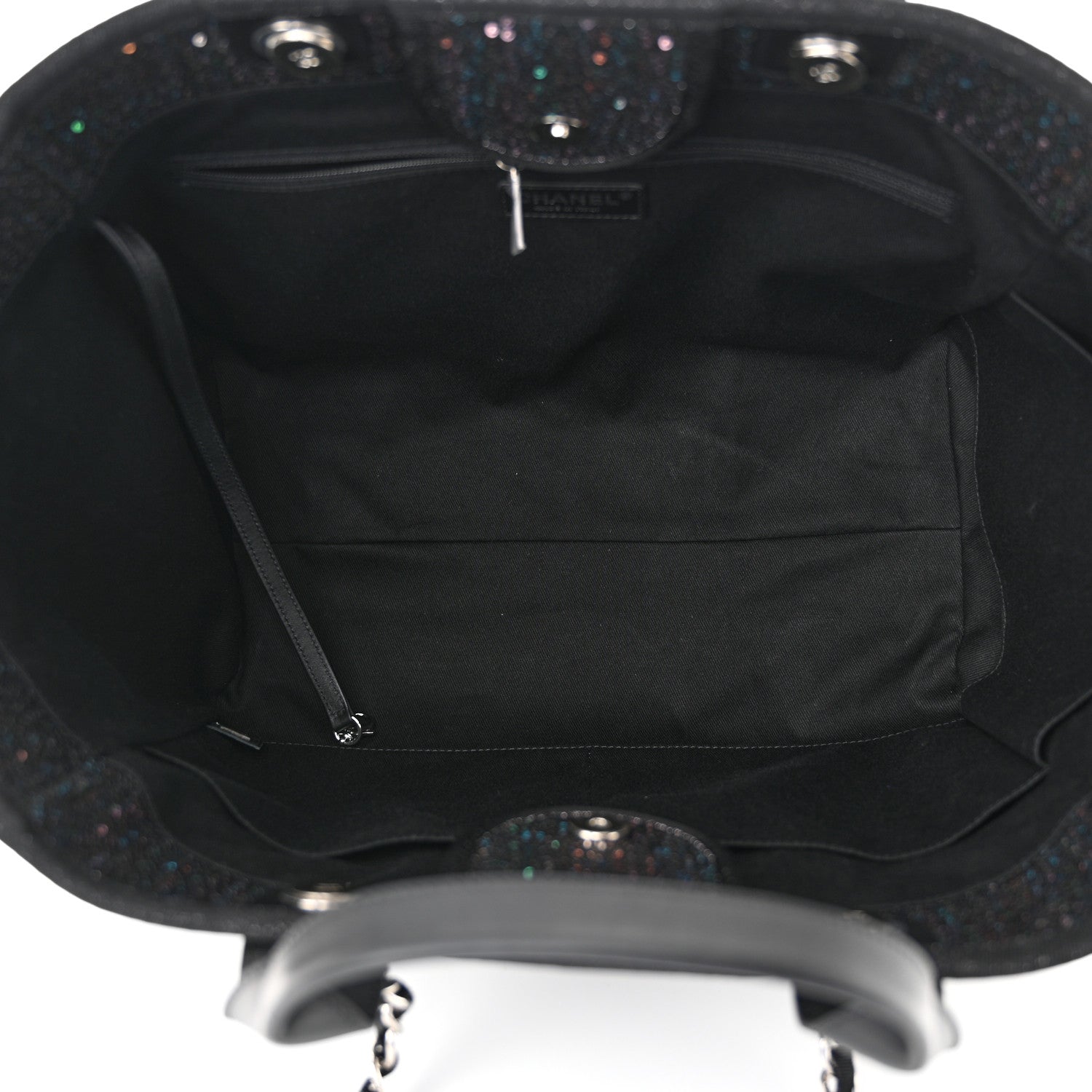 Chanel Viscose Sequins Medium Deauville Tote Black 5 of 10