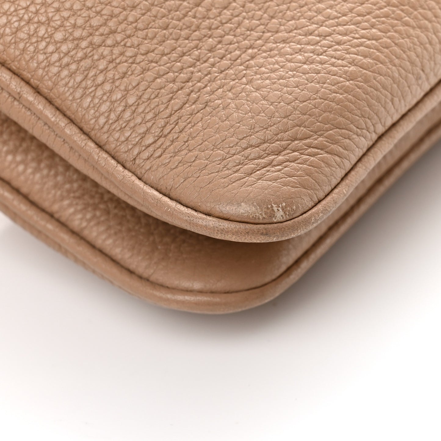 Vitello Daino Double Zip Crossbody Bag Cammeo