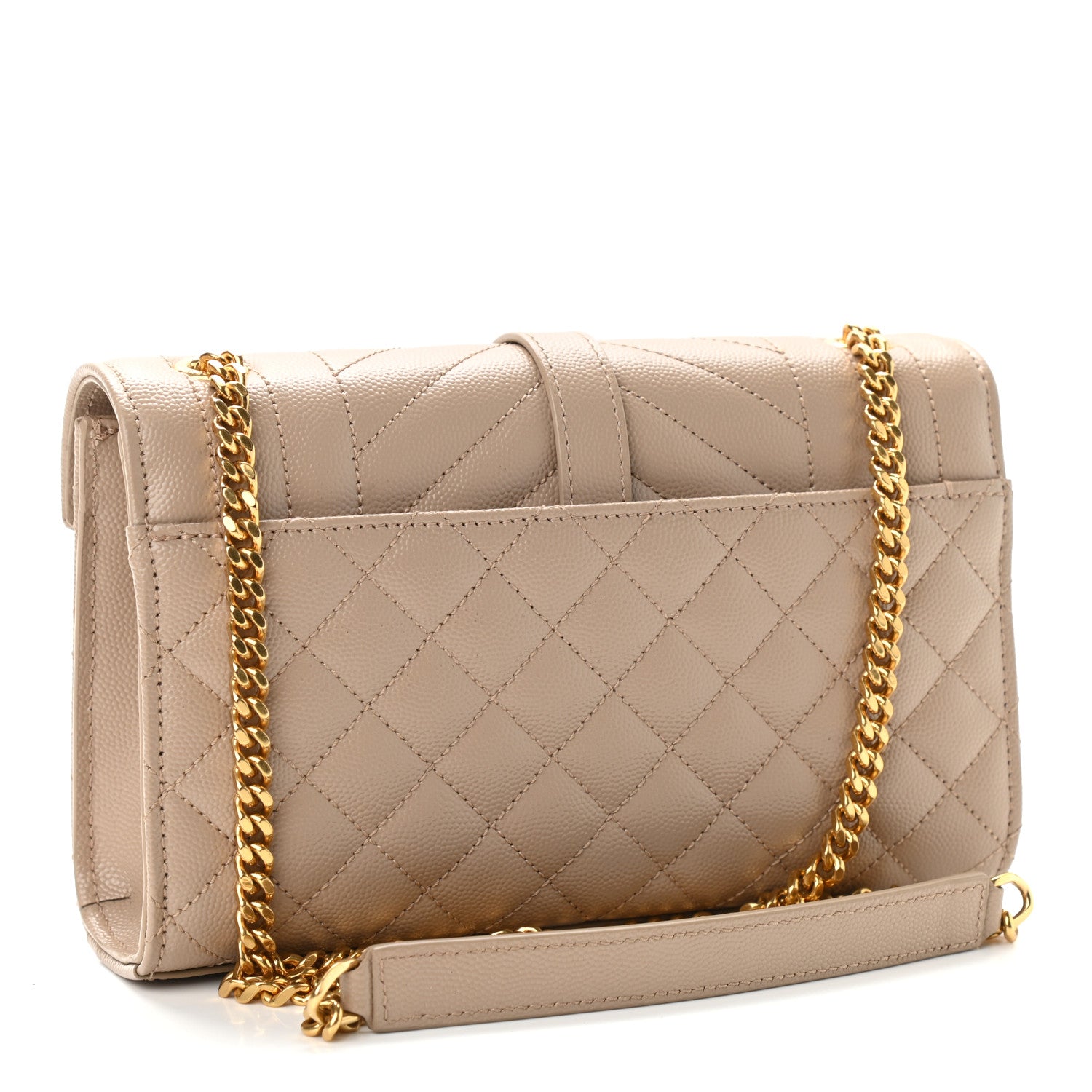 Saint Laurent Grain De Poudre Textured Mixed Matelasse Triquilt Small Monogram Satchel Dark Beige 3 of 9