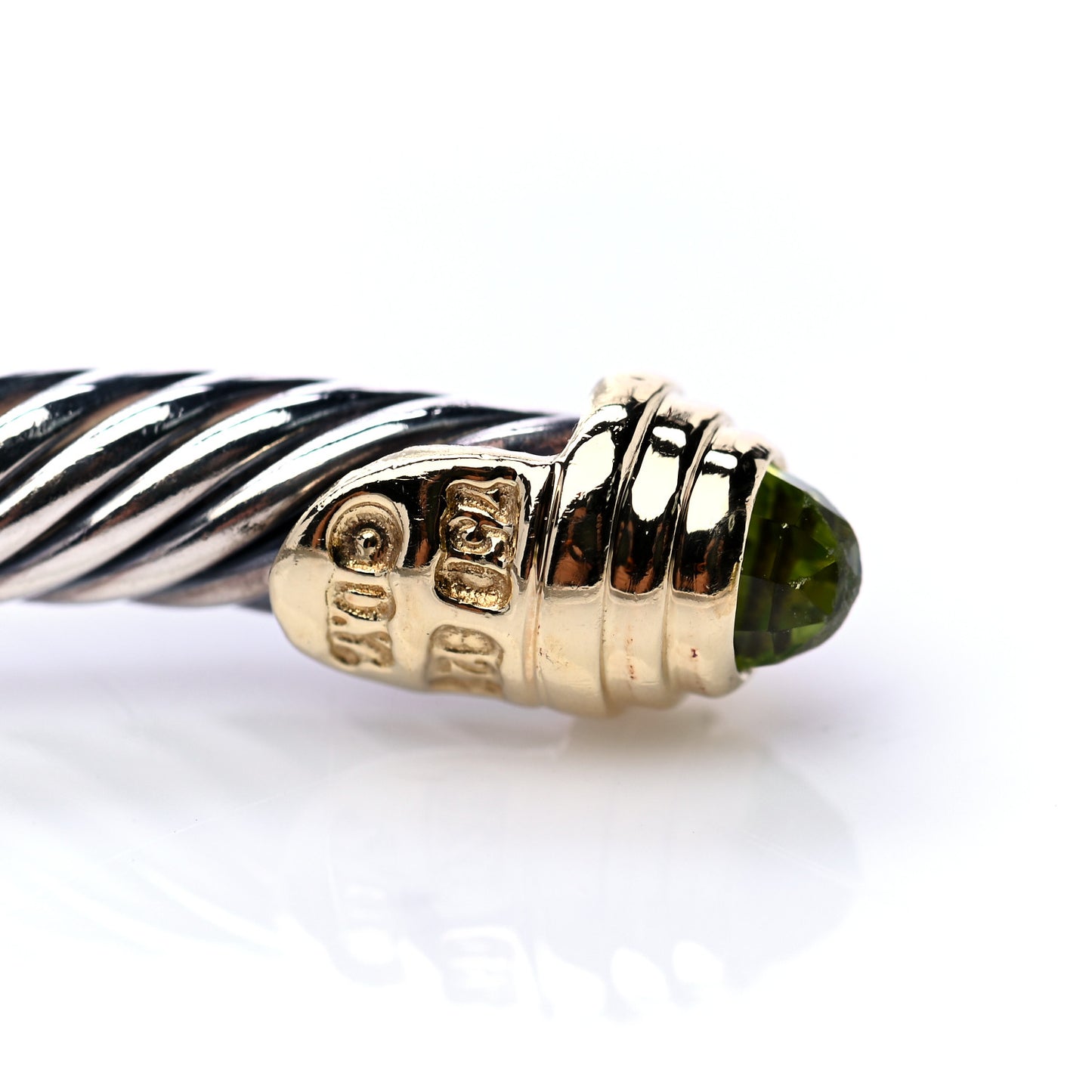 Sterling Silver 14K Yellow Gold Peridot 4mm Cable Kids Birthstone Bracelet