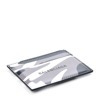Balenciaga Calfskin Logo Camo Printed Cash Card Holder Grey 4 of 8