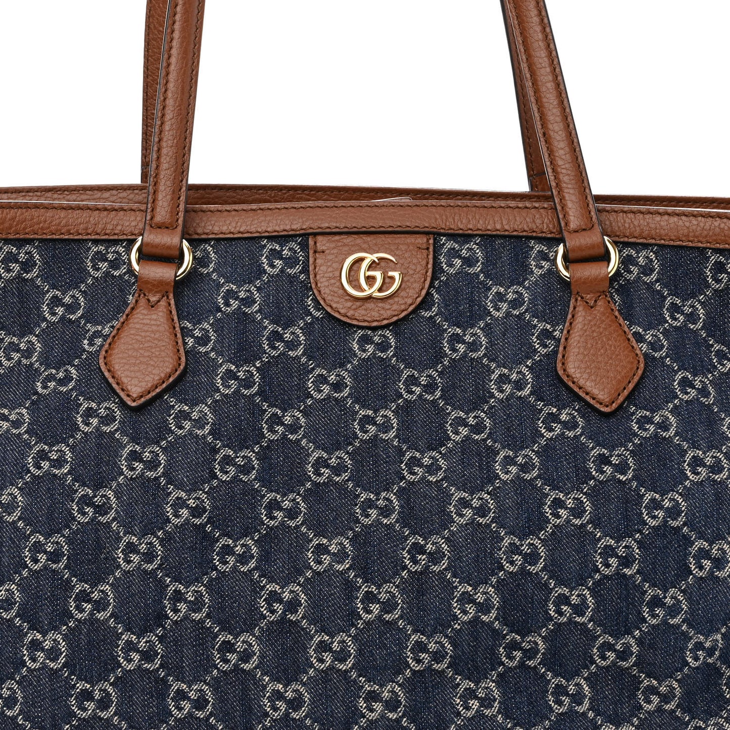 New Denim GG Monogram Medium Ophidia Shopping Tote Blue Tea Cuir