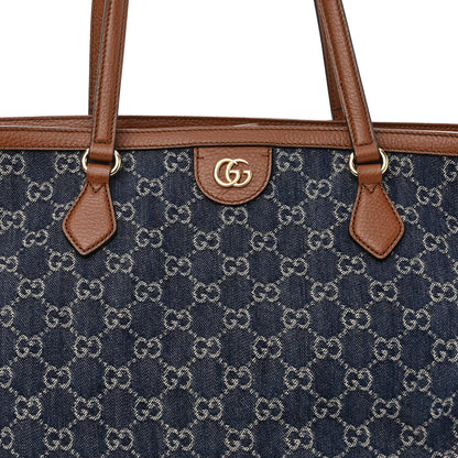 Gucci New Denim GG Monogram Medium Ophidia Shopping Tote Blue Tea Cuir 8 of 12