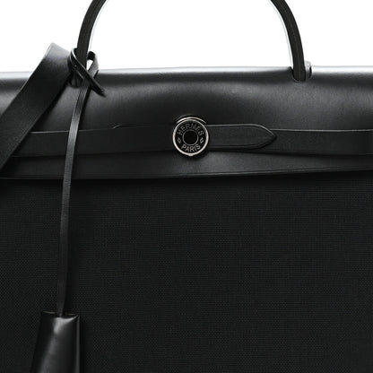 Hermes Military Toile Vache Hunter Herbag Zip PM 31 Black 9 of 12
