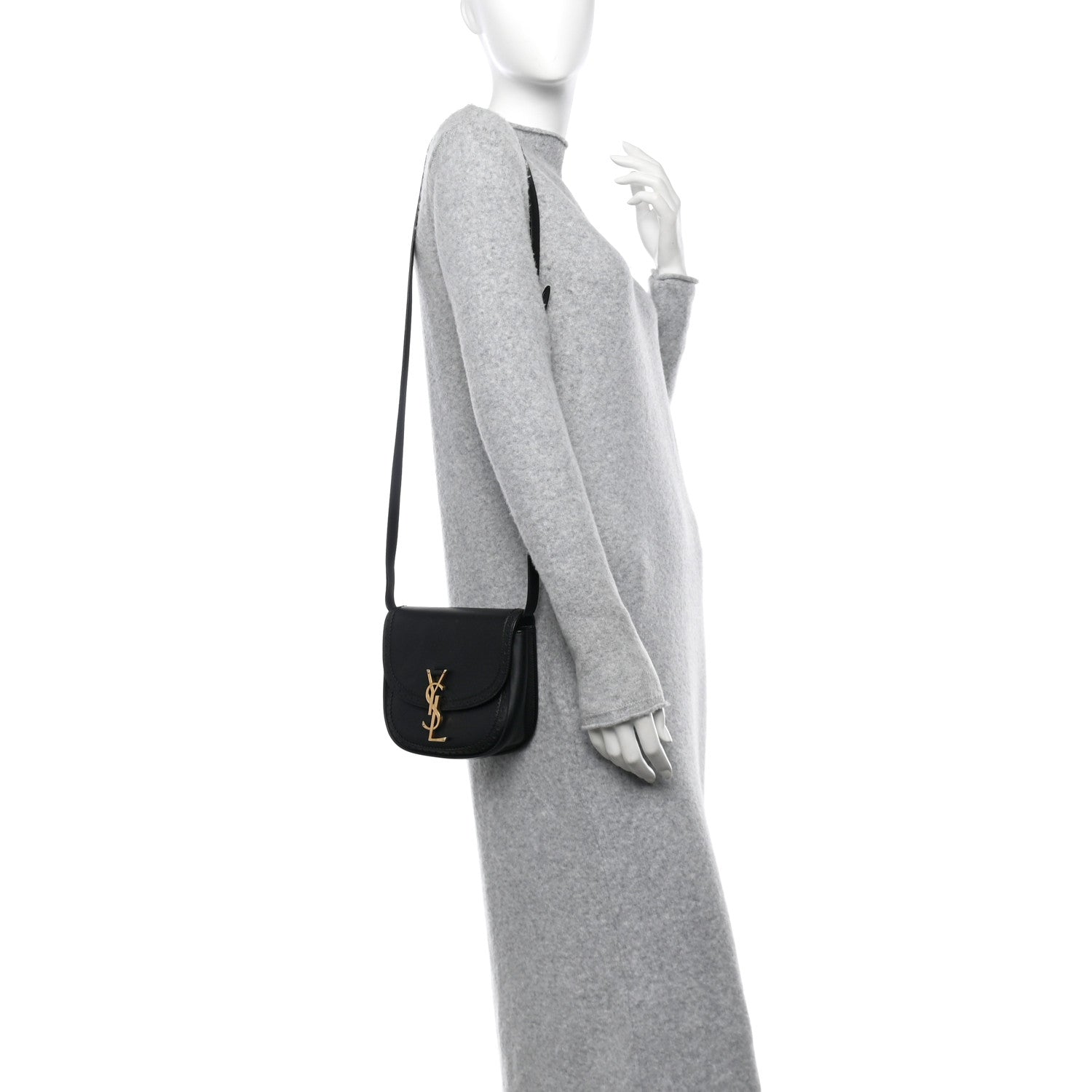 Saint Laurent Smooth Calfskin Perforated Classic Monogram Small Kaia Satchel Black 2 of 10