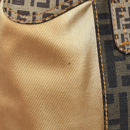 Fendi Metallic Canvas Zucca Zucchino Spalmati Large Mixed Media B Mix Tote Gold Brown 19 of 19