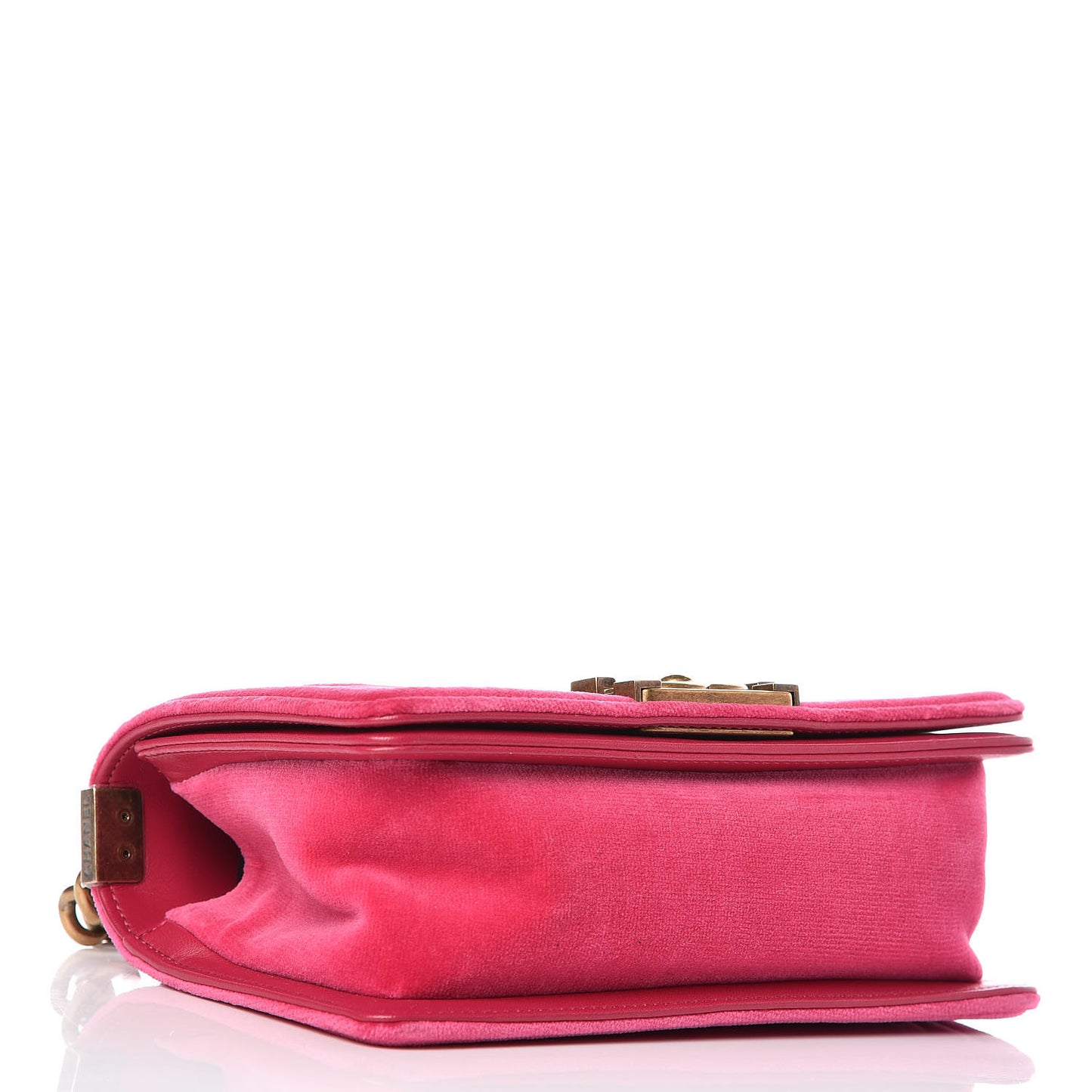 Velvet Chevron Small Boy Flap Fuchsia