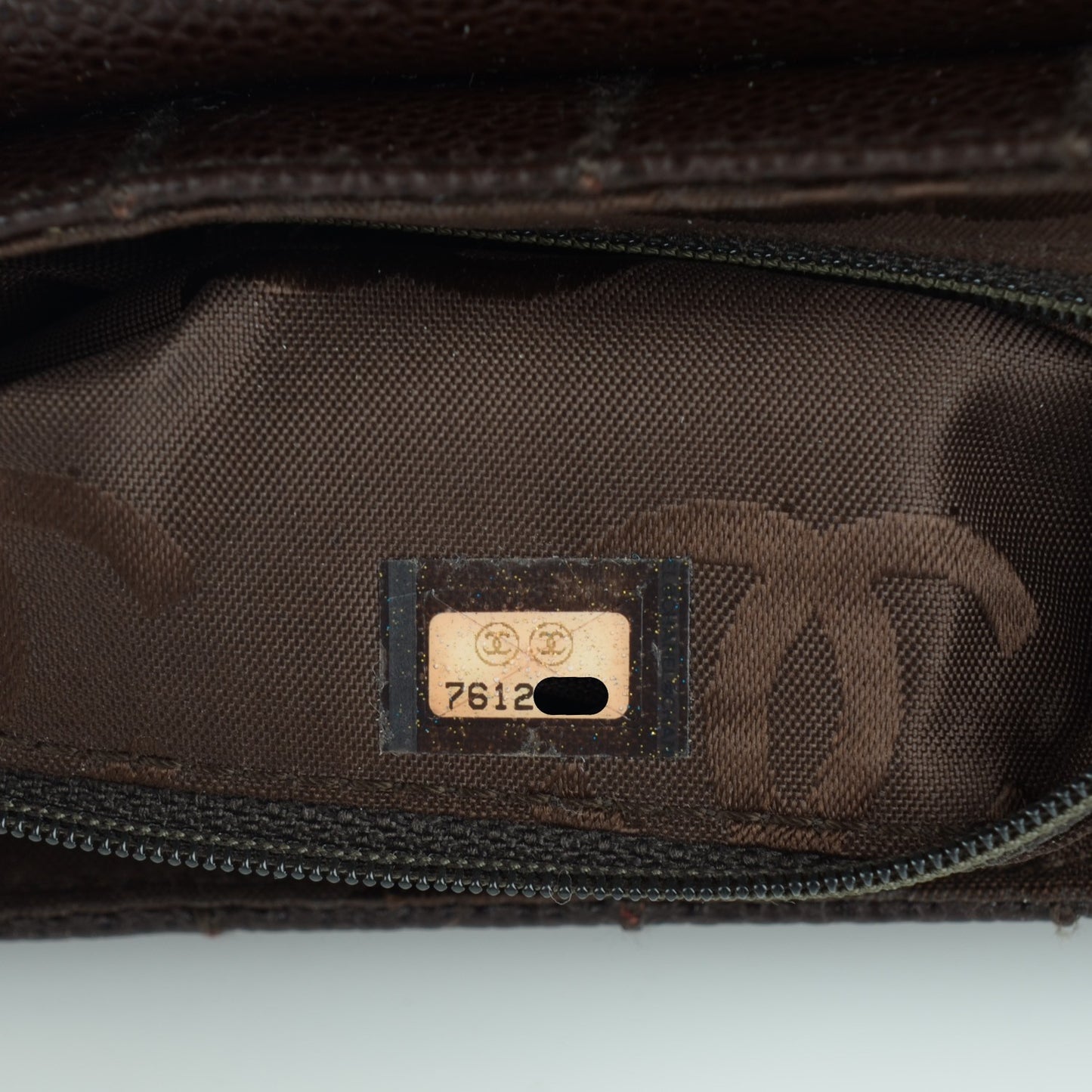 Caviar Square Stitched Small Flap Dark Brown