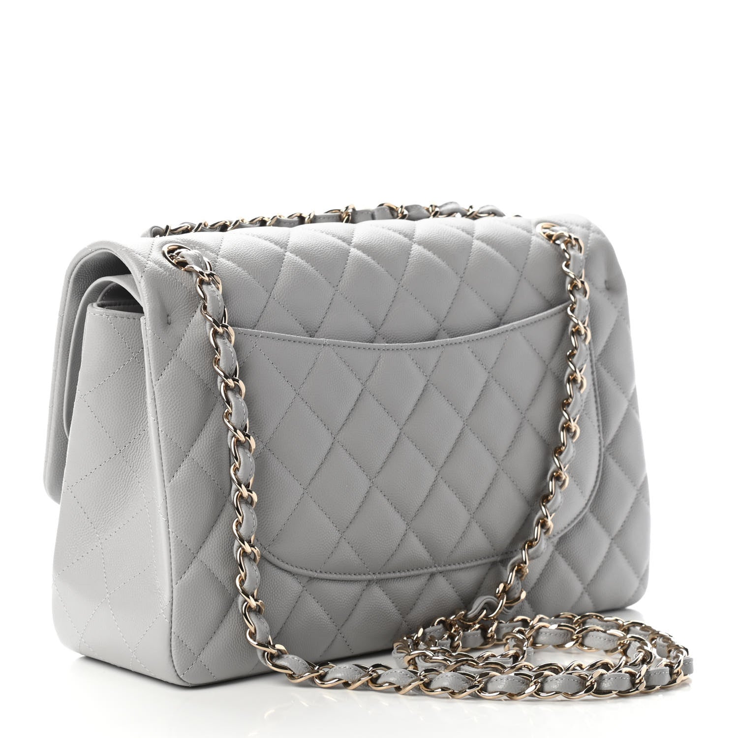 Chanel Caviar Quilted Jumbo Double Flap Grey 3 of 9
