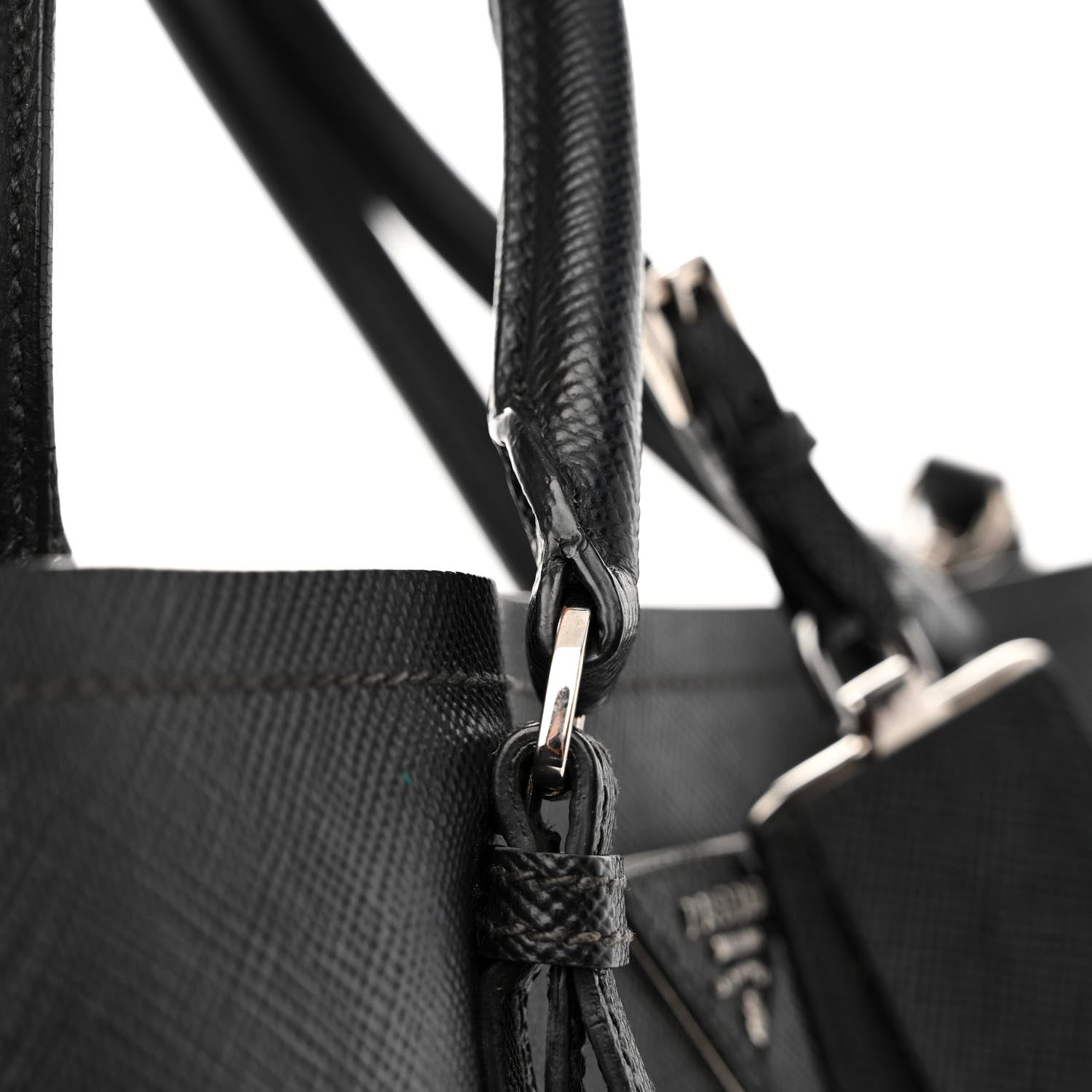 Prada Saffiano Cuir Large Double Bag Black Mughetto 15 of 17