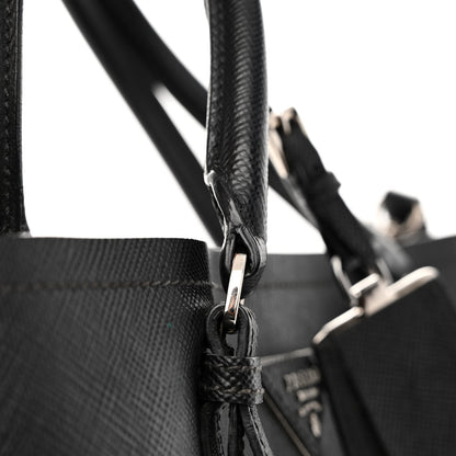 Prada Saffiano Cuir Large Double Bag Black Mughetto 15 of 17