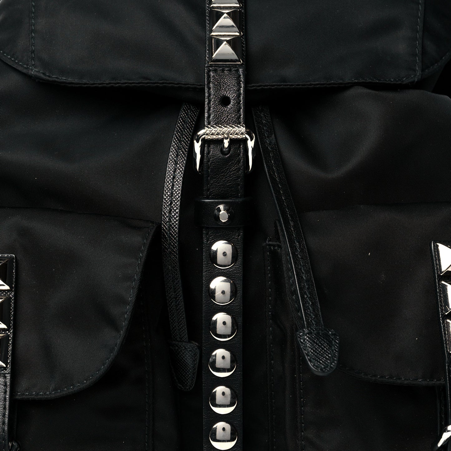 Nylon New Vela Studded Backpack Black