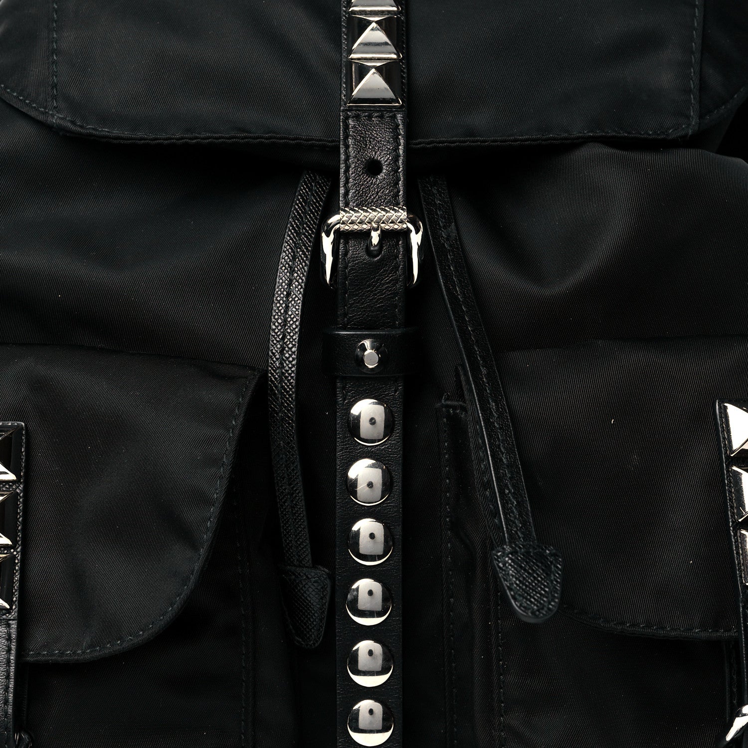 Prada Nylon New Vela Studded Backpack Black 8 of 10