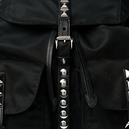 Prada Nylon New Vela Studded Backpack Black 8 of 10