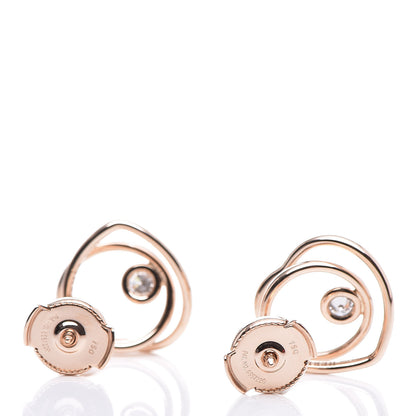Hermes 18K Rose Gold Diamond TPM Vertige Coeur Earrings 3 of 5