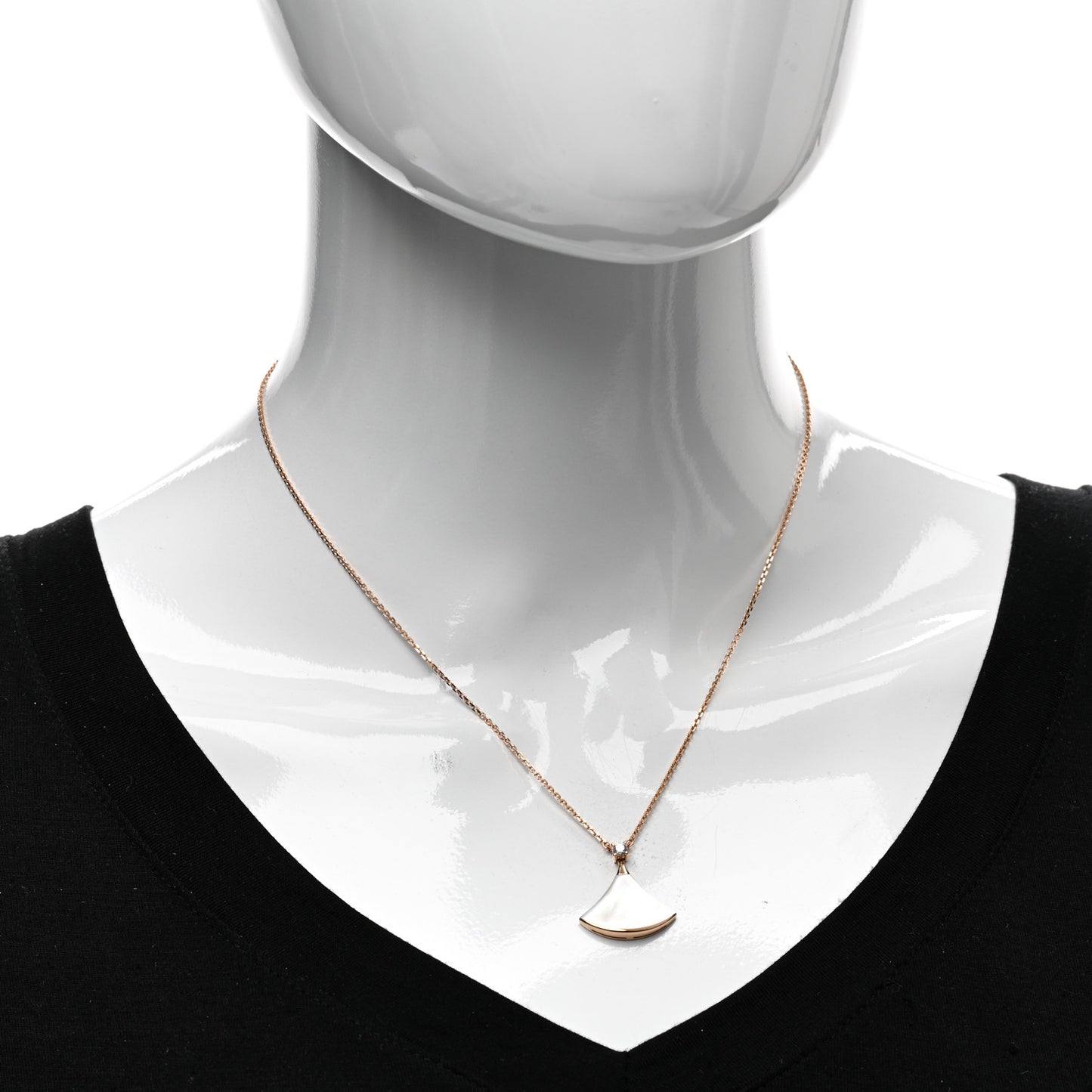 18K Rose Gold Diamond Mother of Pearl Divas' Dream Pendant Necklace