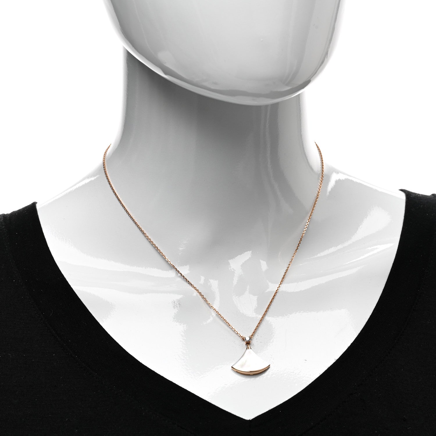 Bulgari 18K Rose Gold Diamond Mother of Pearl Divas' Dream Pendant Necklace 2 of 4