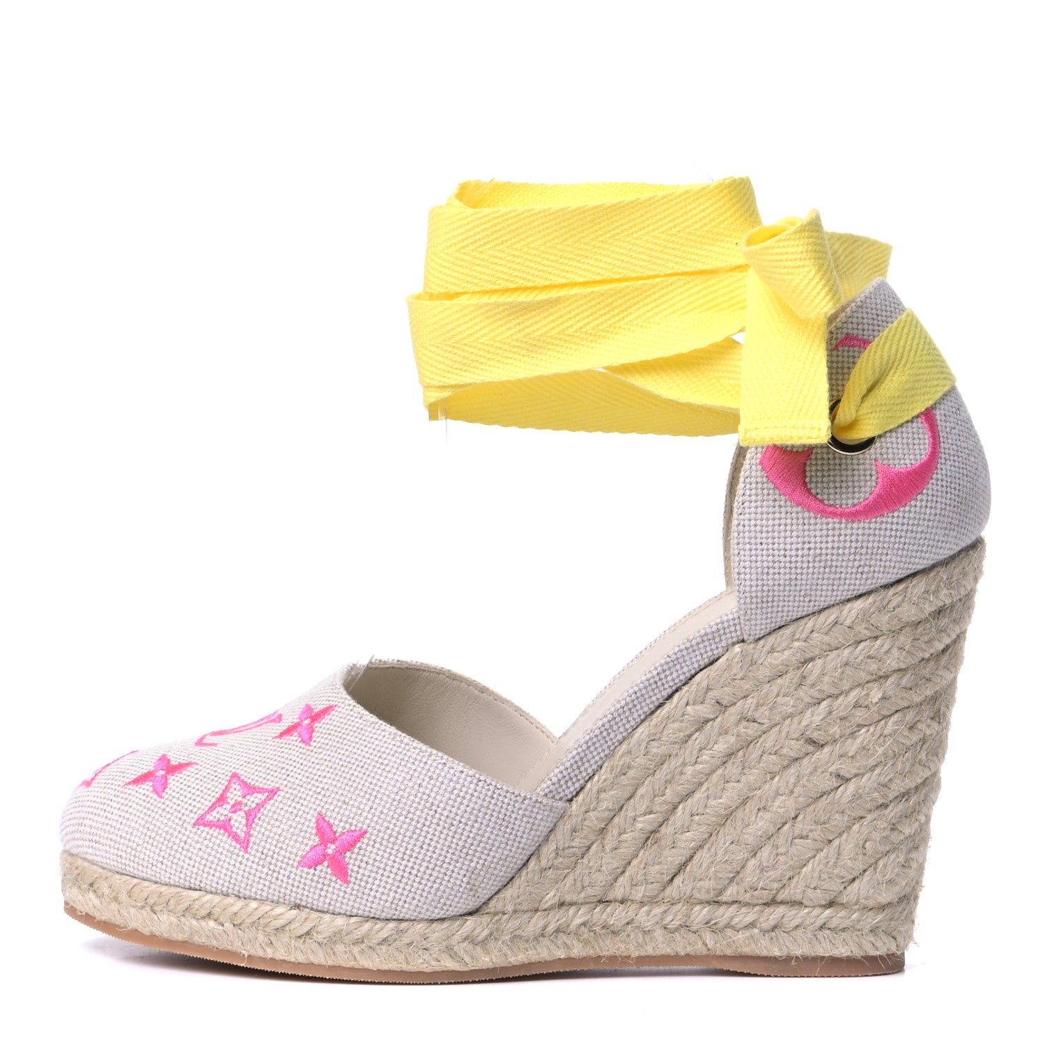 Louis Vuitton Canvas Monogram Starboard Wedge Espadrilles 39 Rose Pop 1 of 9