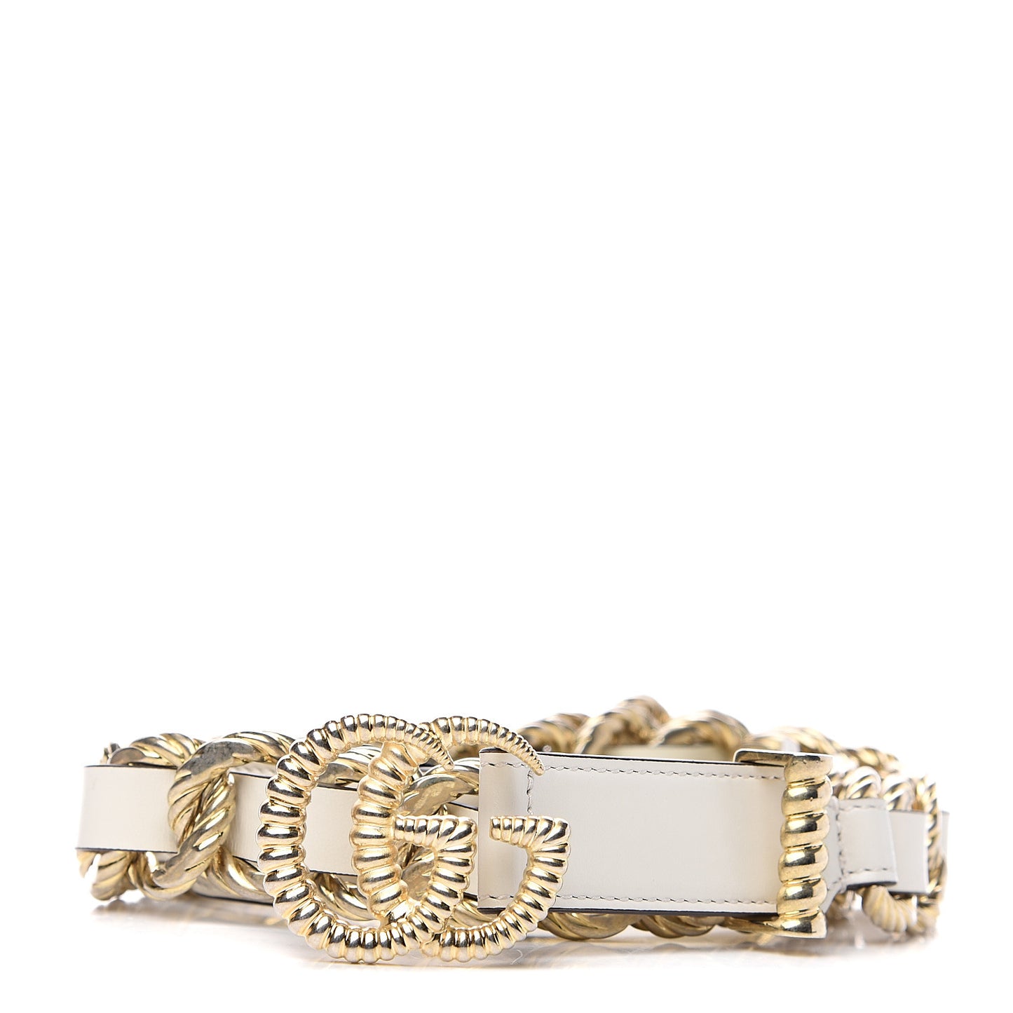 Calfskin Torchon Double G Chain 25mm Belt 85 34 Mystic White