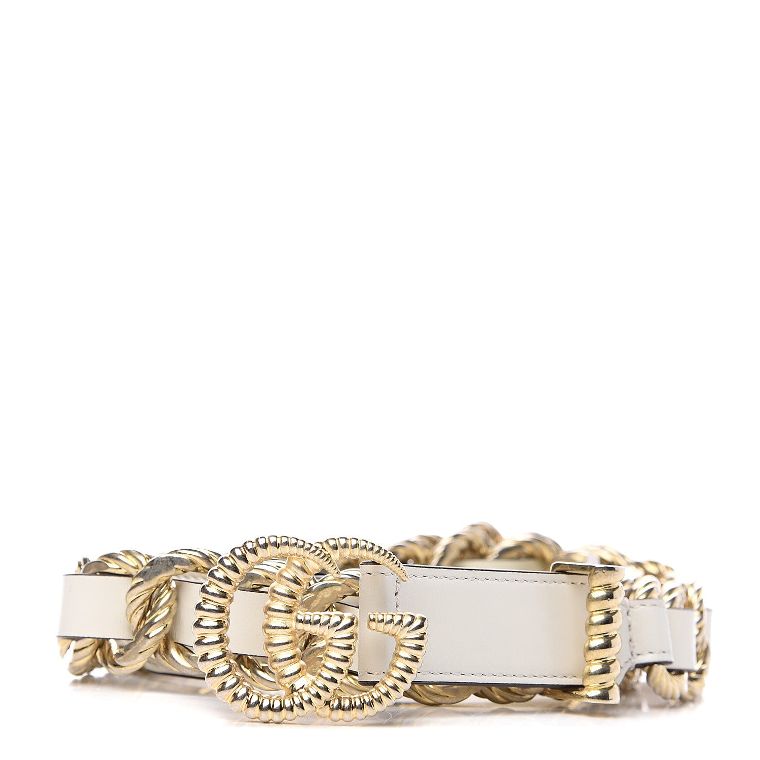 Gucci Calfskin Torchon Double G Chain 25mm Belt 85 34 Mystic White 1 of 3