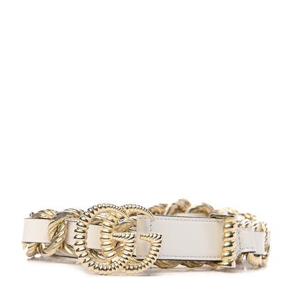 Gucci Calfskin Torchon Double G Chain 25mm Belt 85 34 Mystic White 1 of 3