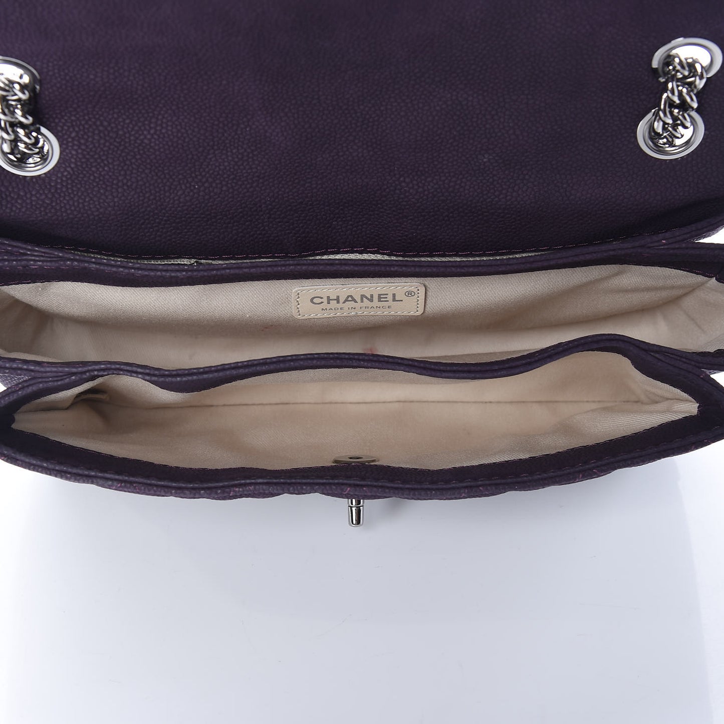 Iridescent Caviar Quilted Medium Lady Pearly Flap Plum