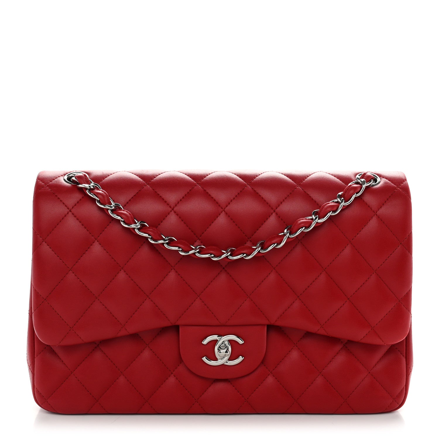 Chanel Lambskin Quilted Jumbo Double Flap Red 1 of 11