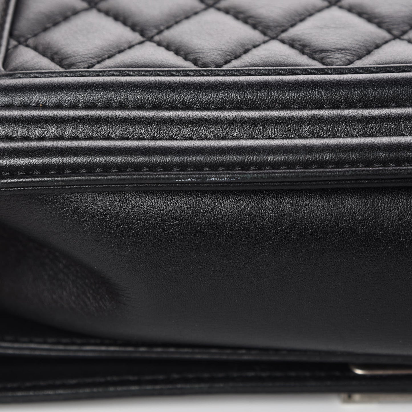 Metallic Calfskin Quilted Medium Boy Flap Black