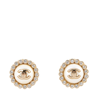 Chanel Pearl Crystal CC Earrings Gold 1 of 4