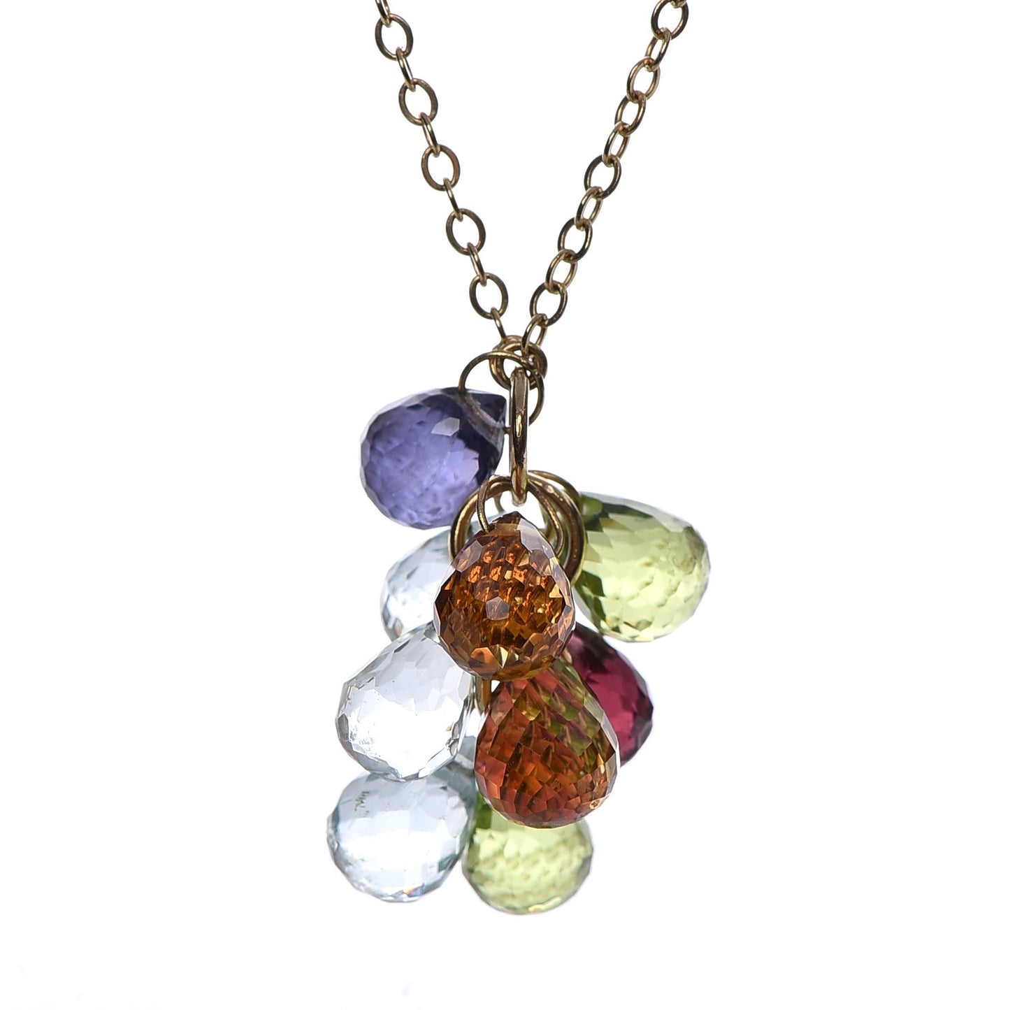 18K Yellow Gold Briolette Cluster Pendant