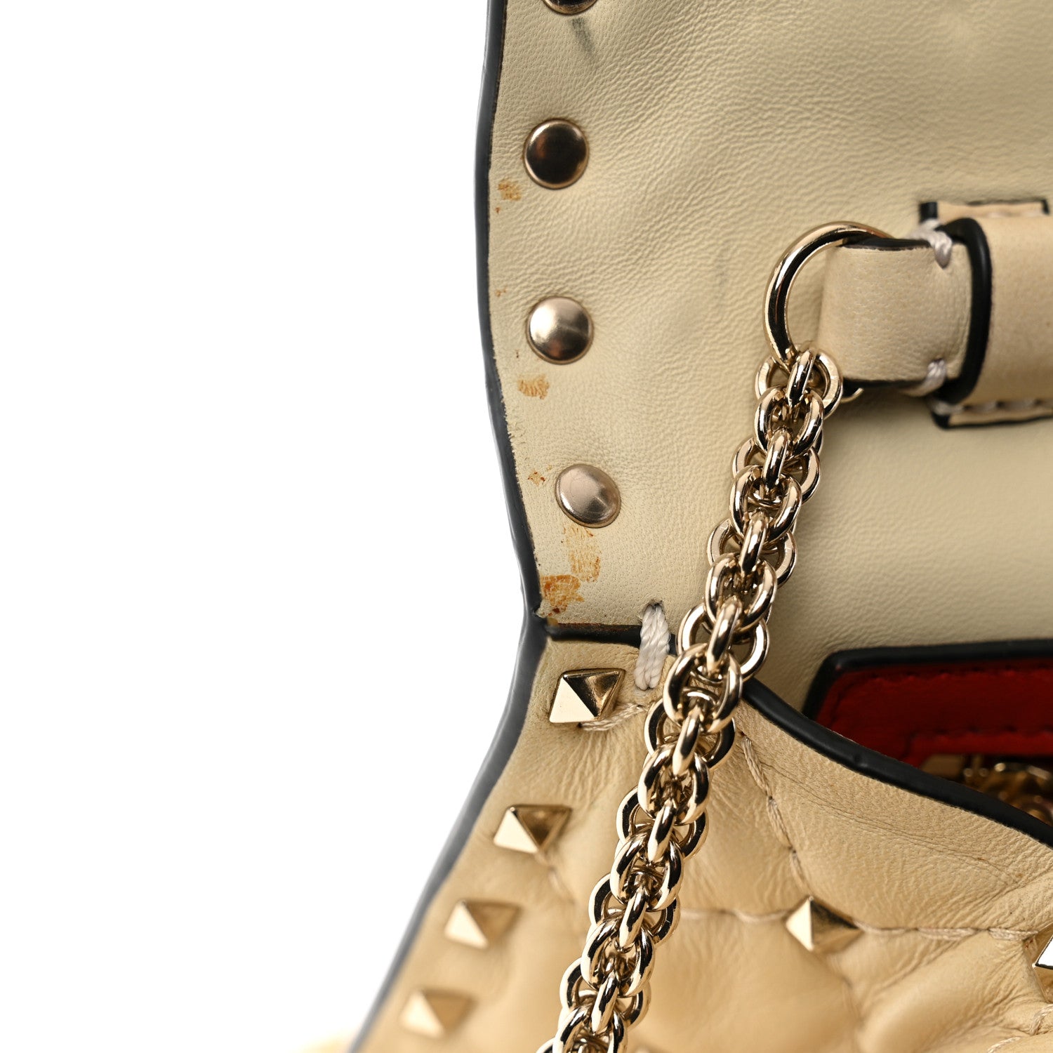 Valentino Garavani Nappa Rockstud Spike Wallet on Chain Light Ivory 8 of 12