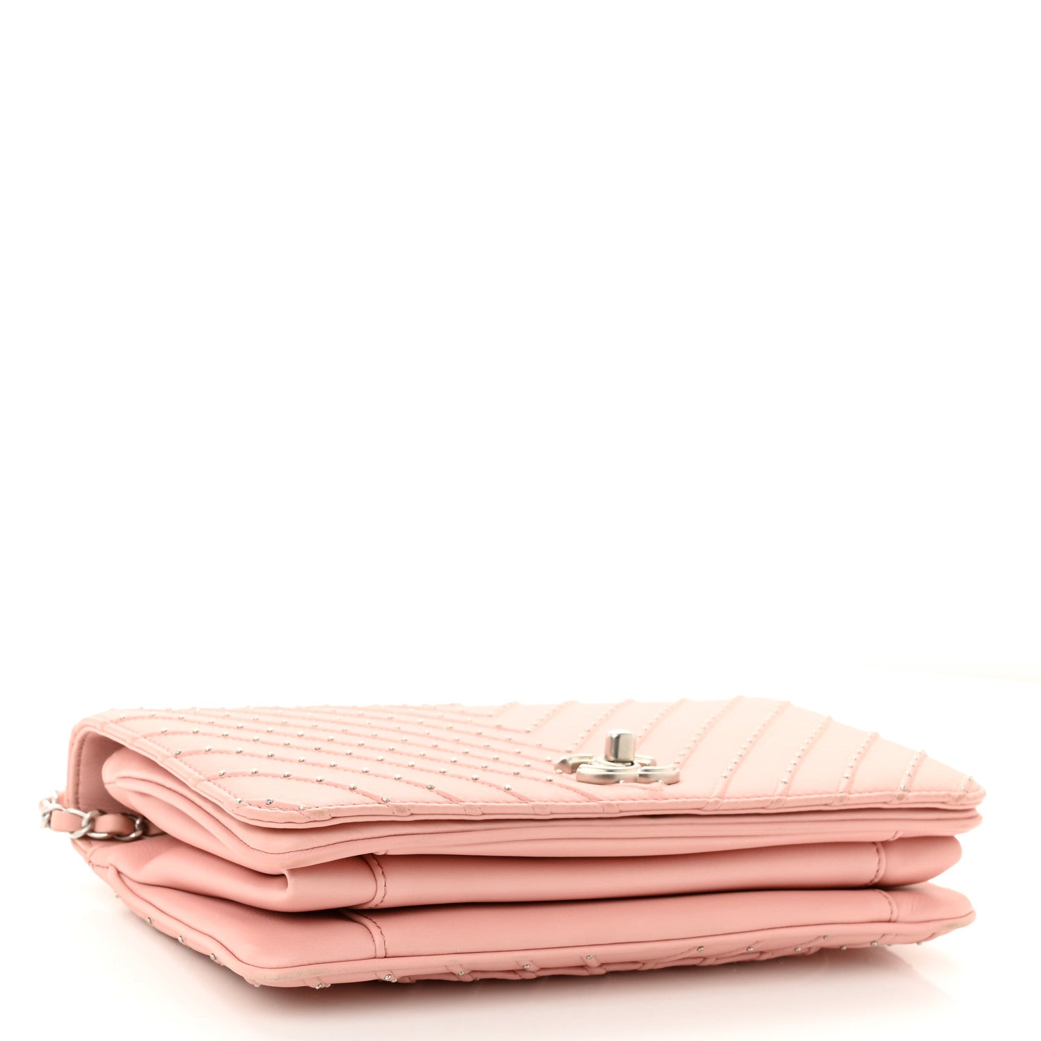 Chanel Calfskin Studded Chevron Quilted Flap Pink 4 of 10