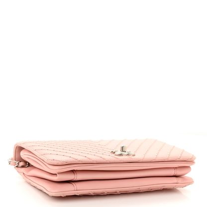 Chanel Calfskin Studded Chevron Quilted Flap Pink 4 of 10