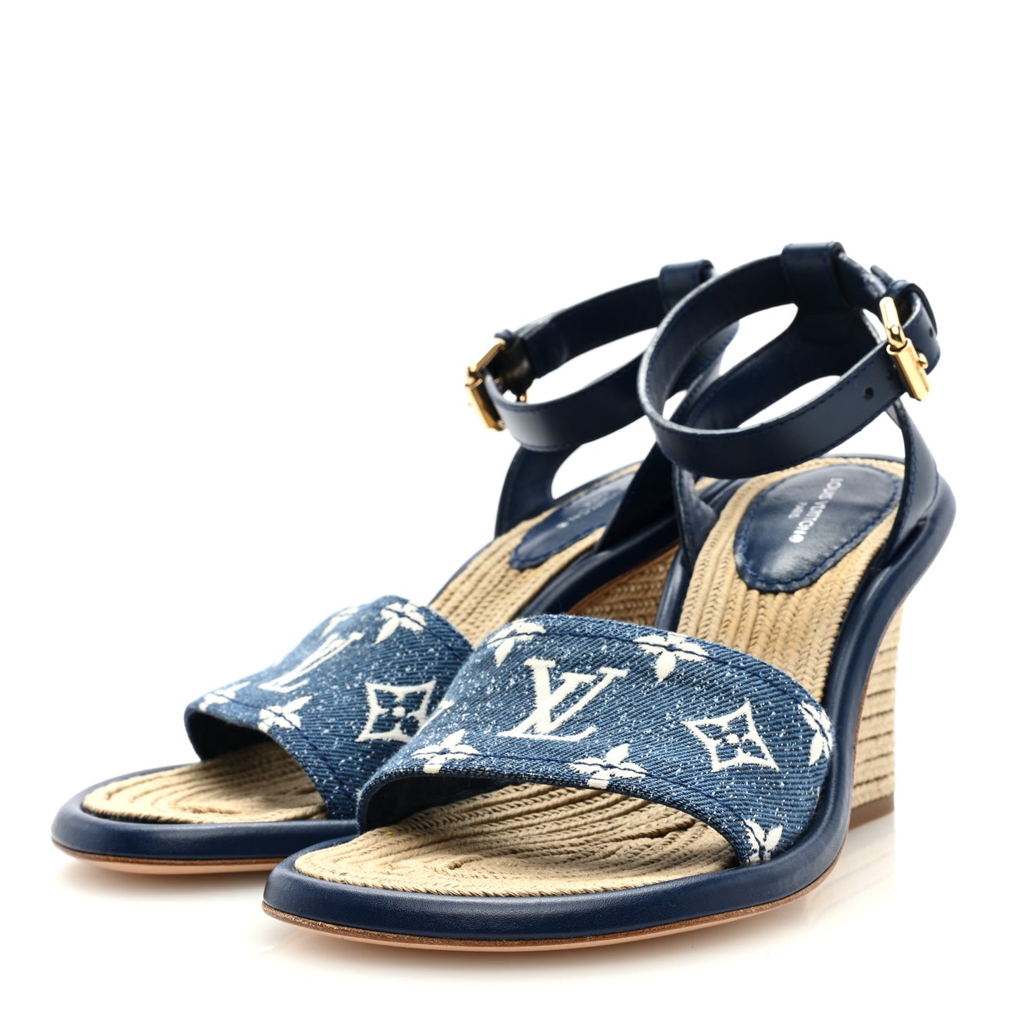 Monogram Denim Maia Wedge Sandal 36