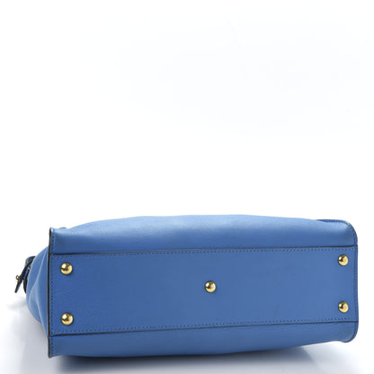 Fendi Vitello Seta Medium Peekaboo Iconic Satchel Blue Royal 3 of 11