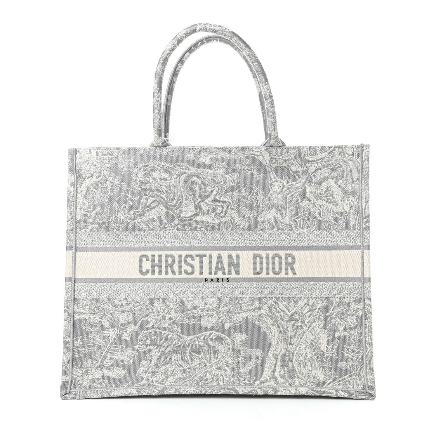 Canvas Embroidered Large Dioriviera Toile De Jouy Book Tote Gray