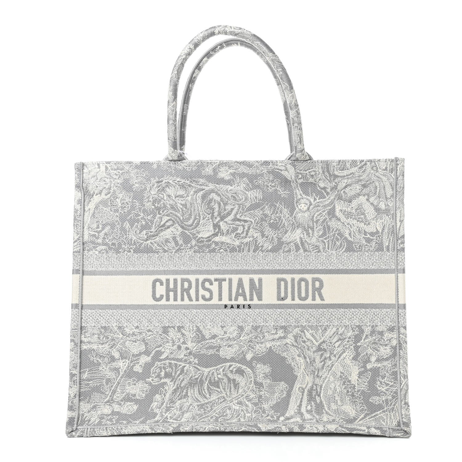 Christian Dior Canvas Embroidered Large Dioriviera Toile De Jouy Book Tote Gray 1 of 9
