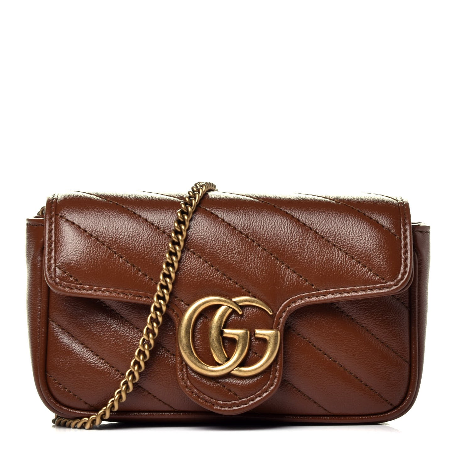 Azalea Calfskin Matelasse Diagonal Super Mini GG Marmont Shoulder Bag Cuir
