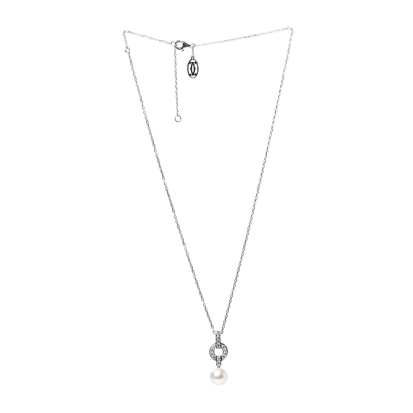 18K White Gold Diamond Pearl Himalia Pendant Necklace