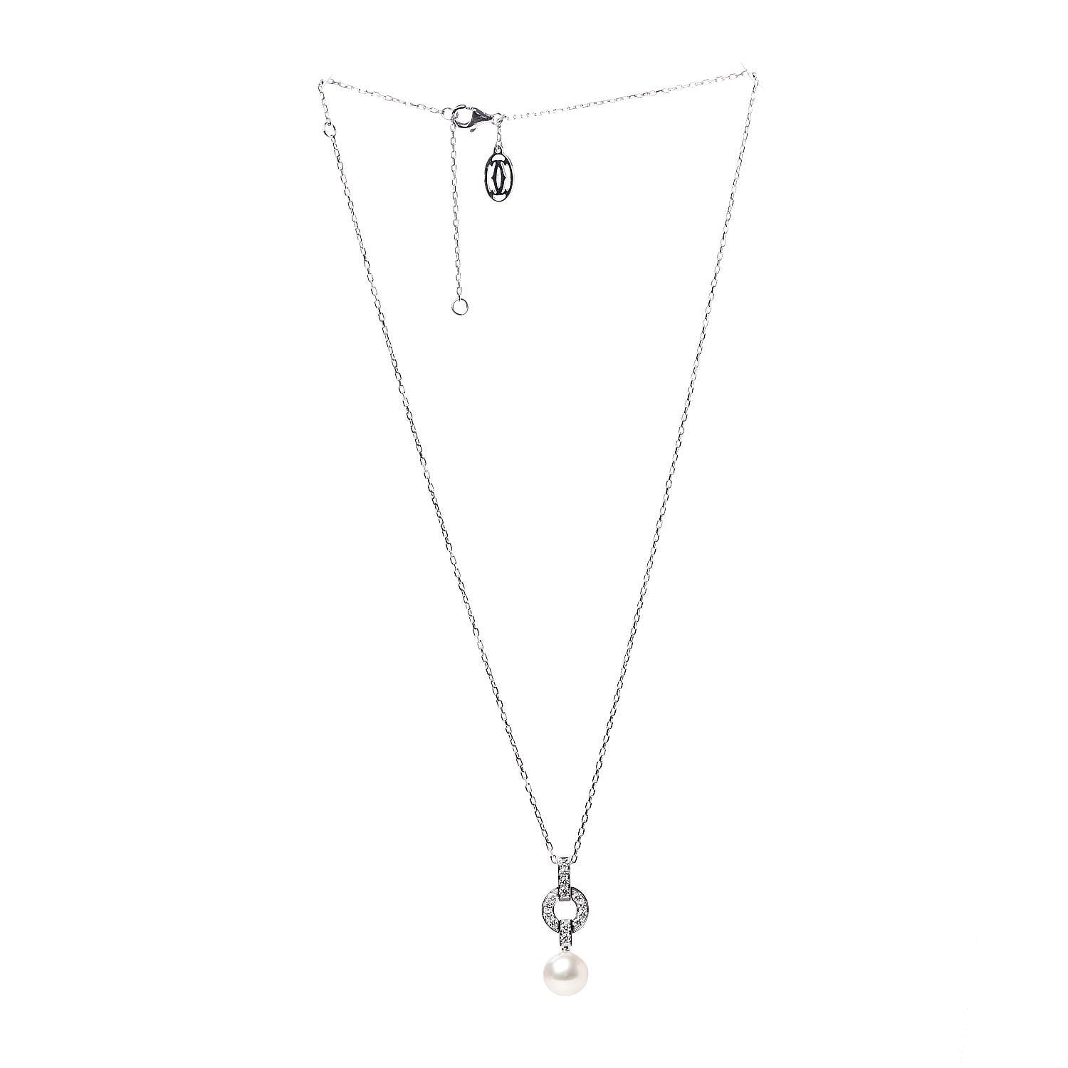 Cartier 18K White Gold Diamond Pearl Himalia Pendant Necklace 3 of 6