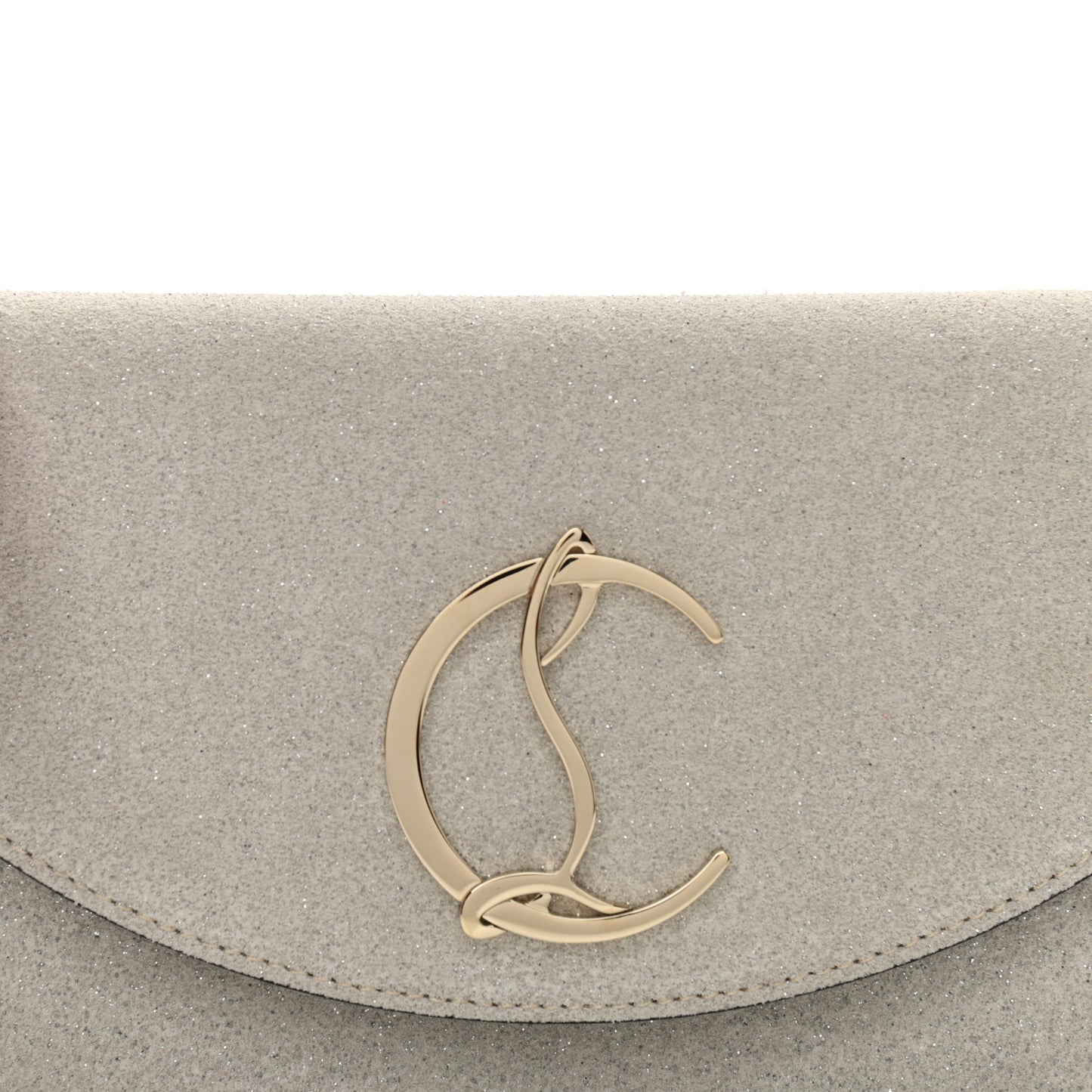 Glitter Calfskin Loubi54 Crossbody Clutch Silver