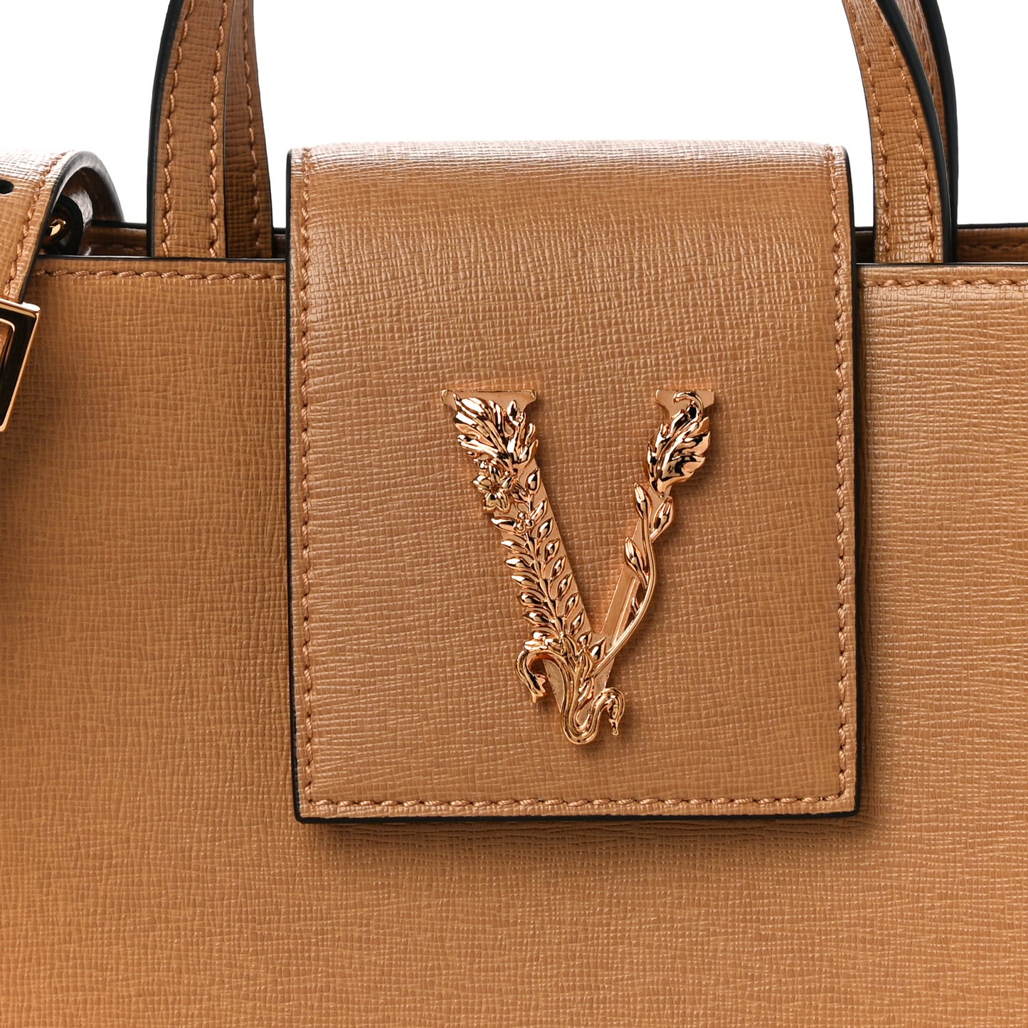 Saffiano Virtus Top Handle Shoulder Bag Camel