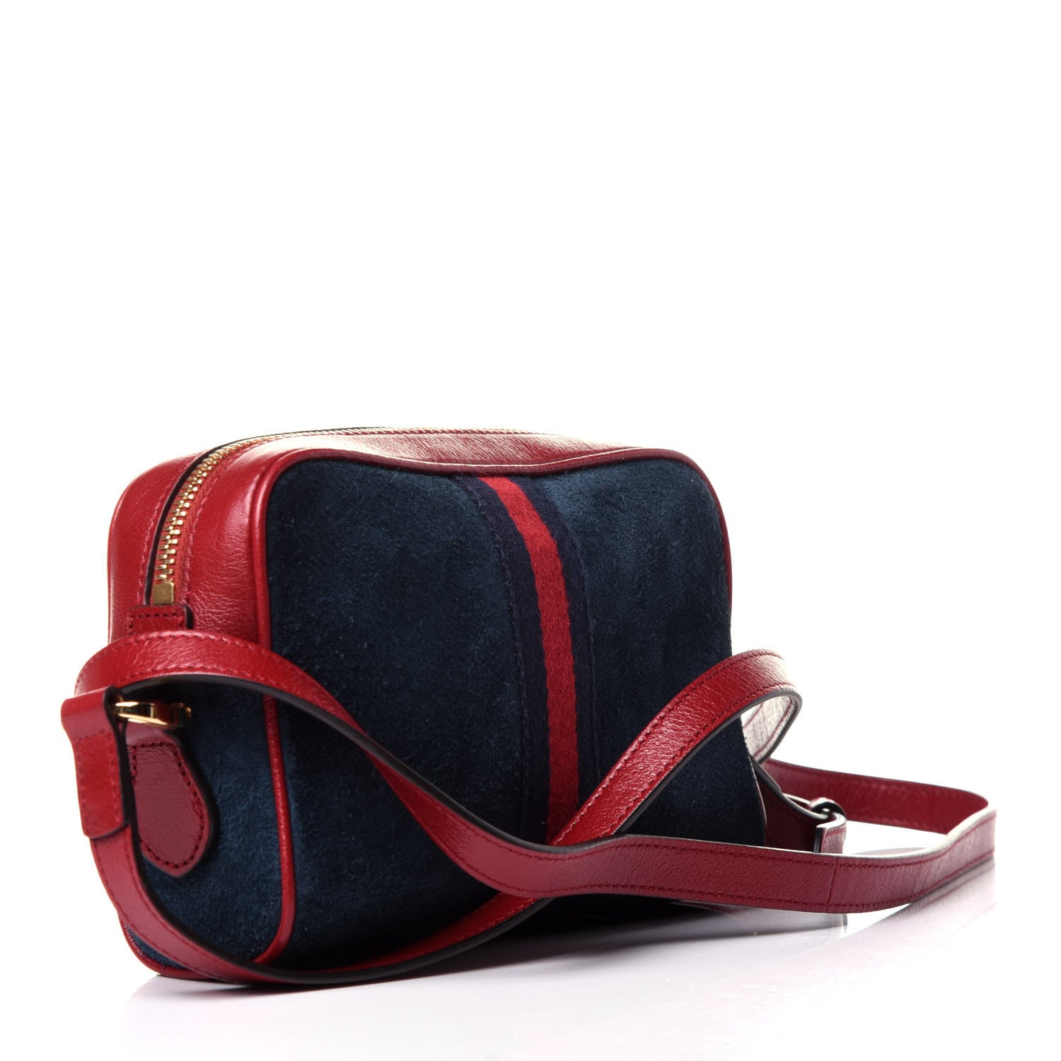 Gucci Suede Calfskin Web Mini Ophidia Shoulder Bag New Blue Romantic Cherry 3 of 12