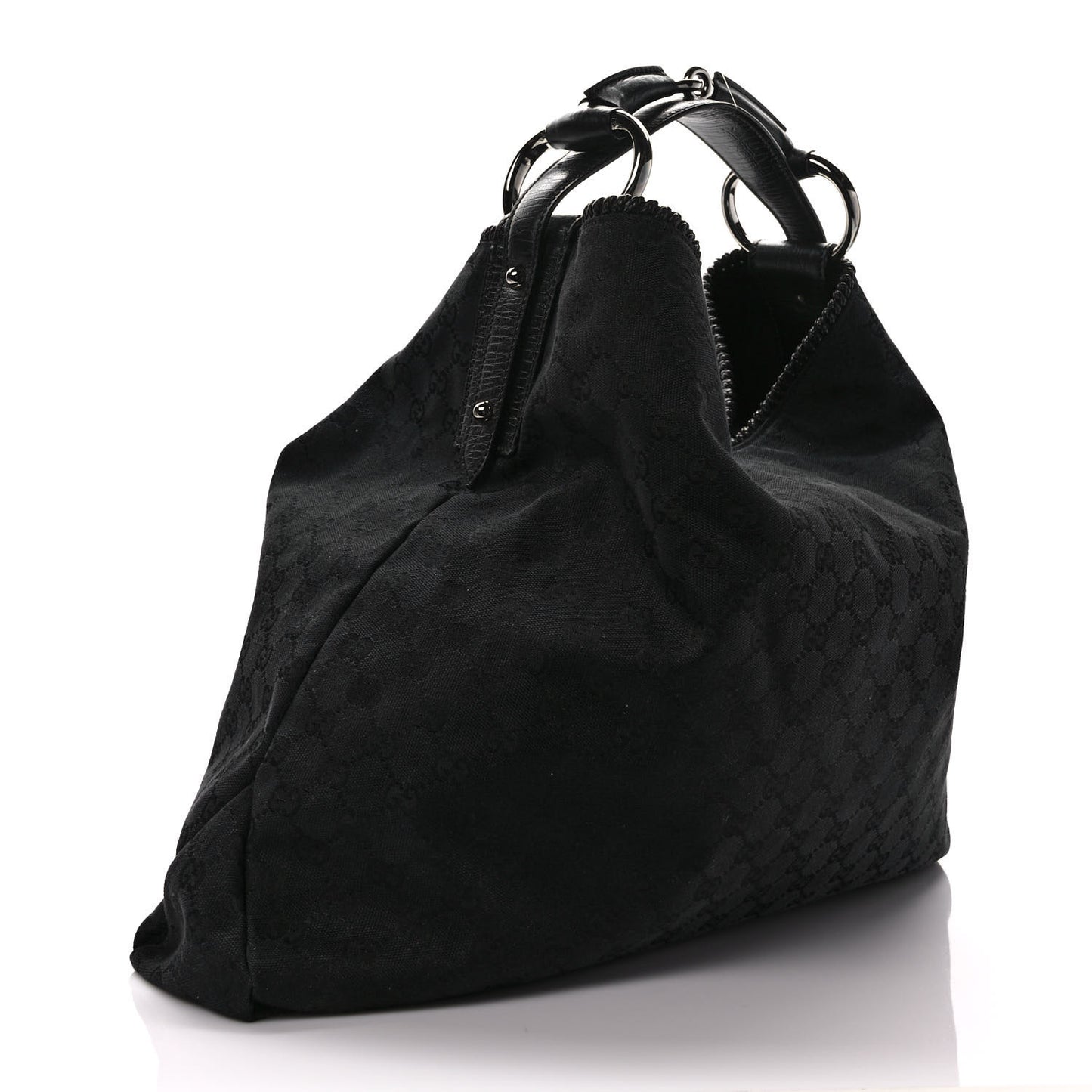 Monogram Large Horsebit Chain Hobo Black