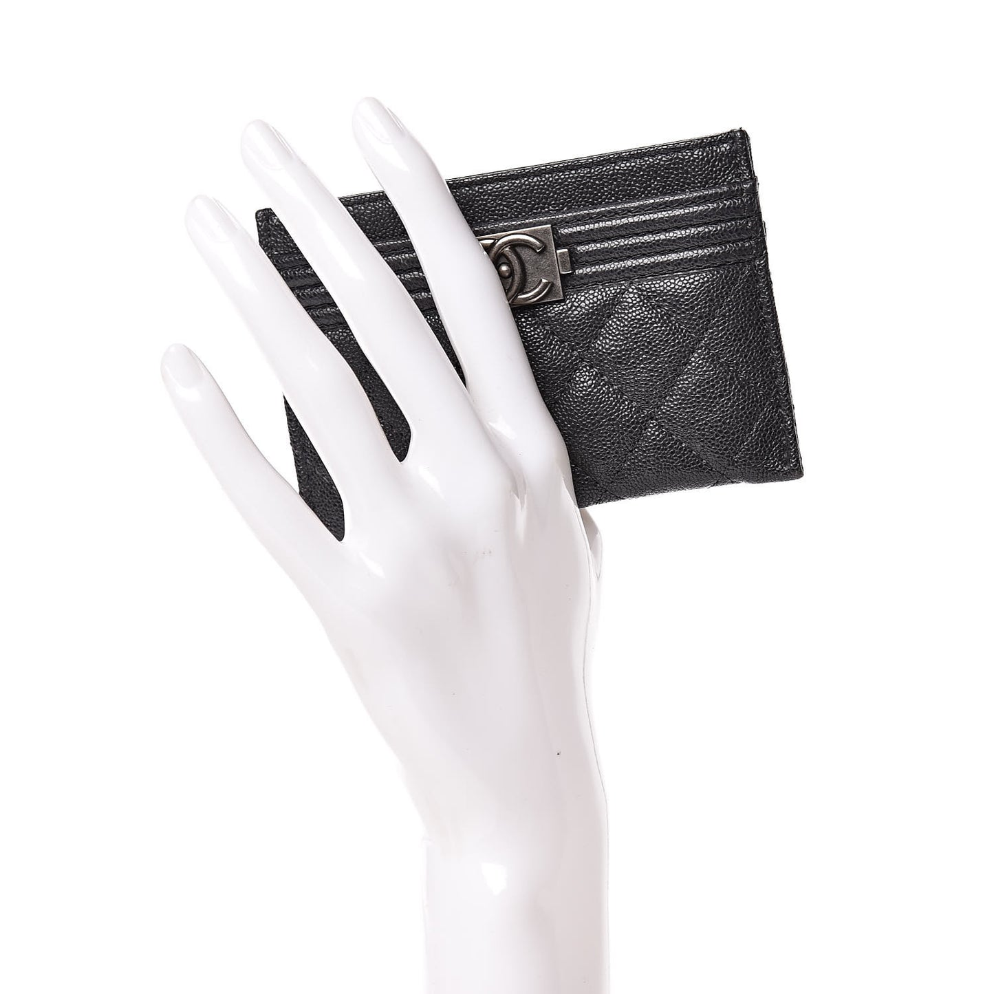 Caviar Quilted Boy Card Holder Charcoal