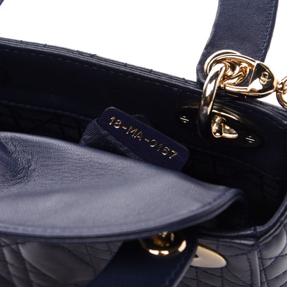 Christian Dior Lambskin Cannage Mini Lady Dior Navy Blue 9 of 11