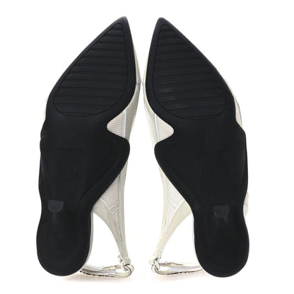 Louis Vuitton Lambskin Patent Calfskin Archlight Slingback Pumps 39 White Black 7 of 13